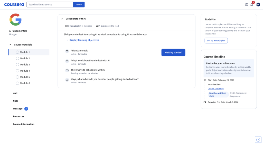 Starting the AI Fundamentals module