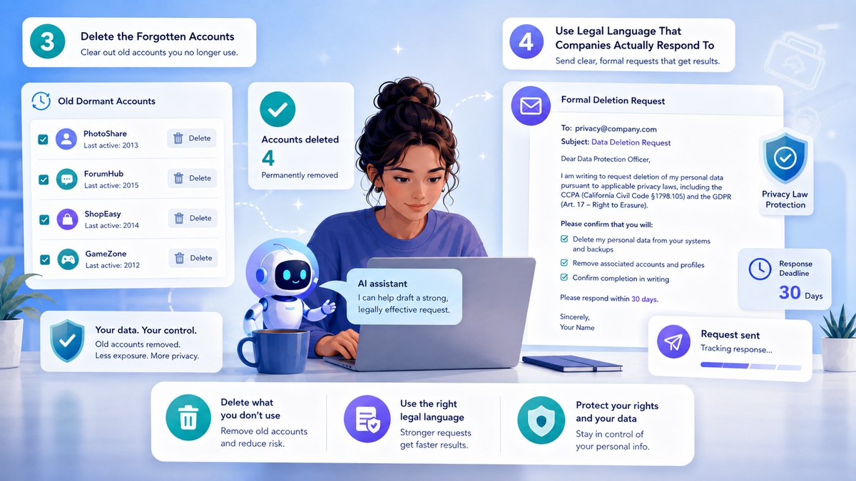 How to Erase Your Digital Footprint in 6 Hours Using Claude — All 6 Prompts Included 8 account deletion request