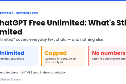 ChatGPT Free unlimited explained: unlimited everyday text chats, capped uploads, images and voice, no published limit numbers