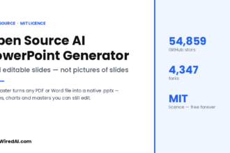 Open source AI PowerPoint generator: PPT Master exports native editable slides. MIT-licensed, 54,859 GitHub stars.