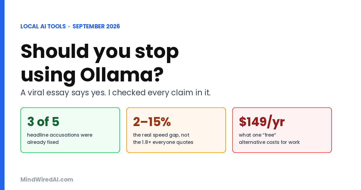 Should you stop using Ollama? Three of five accusations were already fixed and the real speed gap is 2 to 15 percent